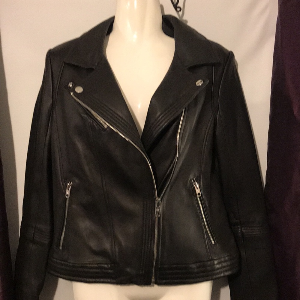 Michael Kors MK motorcycle riding jacket buttery soft glove tanned leather